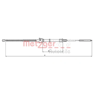 Afbeelding van METZGER 10.7134 Handremkabel Links achter, rechts 1392/798mm Trommelrem COFLE VOLKSWAGEN: Lupo / 3L