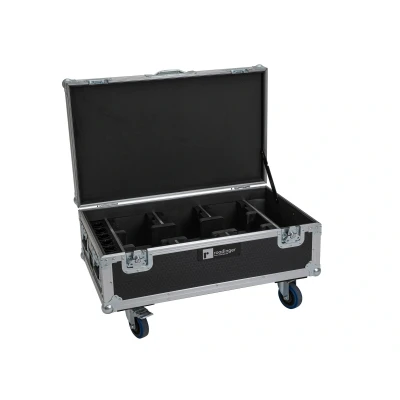 Afbeelding van ROADINGER Flightcase 6x AKKU UP 4 QCL Spot QuickDMX MK2 with charging function and wheels
