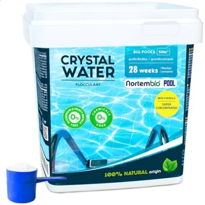 Afbeelding van Nortembio Natuurlijk Flocculant SUPER Geconcentreerd 28 Weken. Troebelheidsverwijderaar voor Grote Zwembaden en Spas. Clarifier Helder Water. Veilig Organisch Product het Hele Gezin.