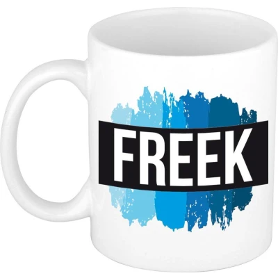 Afbeelding van Freek Naam / voornaam kado beker mok verfstrepen Gepersonaliseerde met mokken