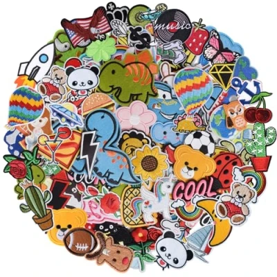 Afbeelding van J.CARP Geborduurde opstrijkbare patches, schattige naai applicatie voor jassen, hoeden, rugzakken, jeans, doe het zelf accessoires, (60 stuks)