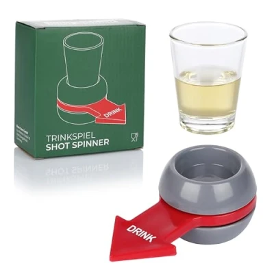 Afbeelding van FunX Shot Spinner Partyspel Grappig draaien met shotglas en pijl drinkspel, drinkspel voor feestjes, vrijgezellenfeesten gezellig samenzijn 2 cl inhoud