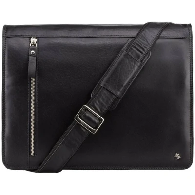 Afbeelding van Visconti Carter Messenger Bag leder Zwart kwaliteit