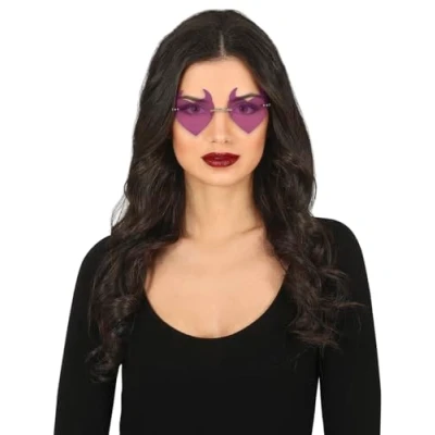 Afbeelding van Fiestas Guirca Bril lila demon Halloween accessoires outfit brillen Kostuum