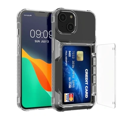 Afbeelding van kwmobile Telefoonhoesje met pasjeshouder geschikt voor Apple iPhone 13 hoesje Hard case smartphone TPU rand in transparant