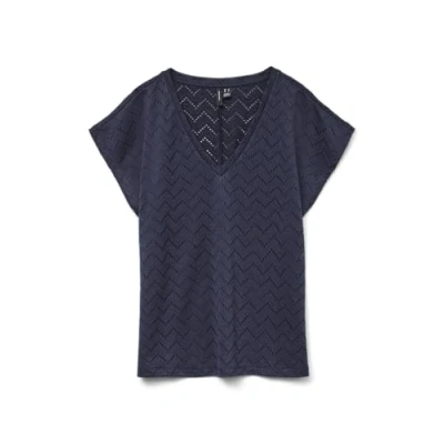 Afbeelding van VERO MODA top donkerblauw ajour