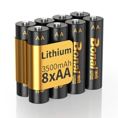 Afbeelding van BONAI Lithium batterijen, niet oplaadbaar 1.5 V 3000 mAh AA duurzame en lekvrije batterijen voor zaklamp, speelgoed, afstandsbediening(8 stuks)