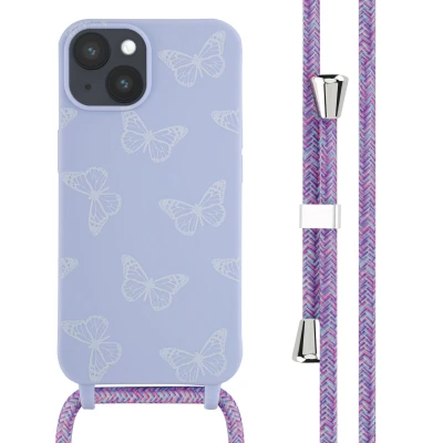 Afbeelding van Apple iPhone 14 Hoesje Siliconen en TPU (zacht) iMoshion Softcase/Koordhoesje/Backcover Butterfly Telefoonhoesje