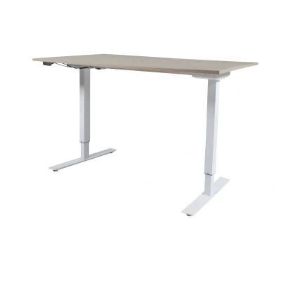 Afbeelding van Lectro Plus bureau, zit sta (64 130cm) hoogte verstelbaar dmv elektromotoren met 140x80cm havana/ kersen licht 25mm blad en aluminium (RAL9006) frame