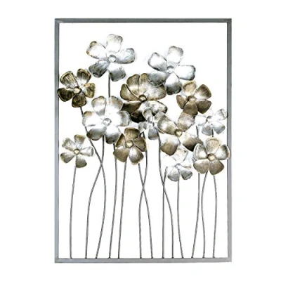 Afbeelding van GILDE Sierobject voor aan de wand Wandreliëf Fleurs, bruin/champagnekleur Wanddecoratie, van metaal, bloemen, decoratief in eetkamer &amp; woonkamer (1 stuk)