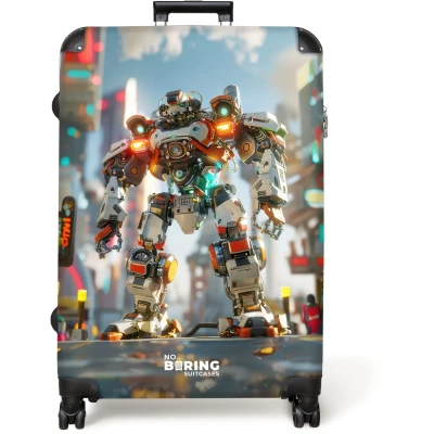 Afbeelding van NoBoringSuitcases.com® Koffer groot Reiskoffer lichtgewicht Mecha Stad Futuristisch Rolkoffer met 4 wielen Grote trolley XL 98 liter bagage