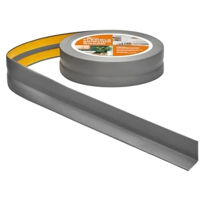 Afbeelding van Quest Zachte plint zelfklevend, 30 mm x mm, kniklijst, eindlijst voor keuken, badkamer, afdichtingstape, pvc, flexibel, waterdicht, decoratief, 5 meter, donkergrijs