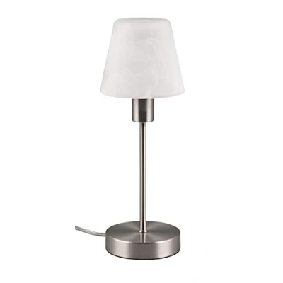 Afbeelding van Trio Leuchten Tafellamp Luis II 595700107, metaal nikkel mat, glas albastkleurig wit, excl. 1x E14, On/Off Touch