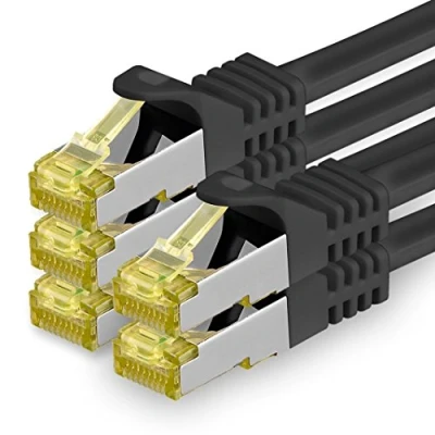 Afbeelding van Cat.7 Ethernet Cable Gigabit LAN Netwerkkabel RJ45 1m zwart 5 stuks Cat7 Kabel netwerk ruwe 10 Gb s SFTP PIMF LSZH set Patchkabel met Rj 45 connector Cat.6a