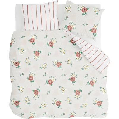 Afbeelding van Walra Dekbedovertrek Red Roses Off White 240x220 cm Lits jumeaux Dubbele doorlopende instopstrook 100% Renforcé katoen