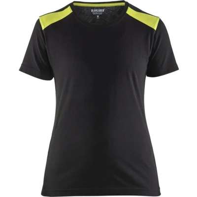 Afbeelding van Blaklader Dames T shirt 3479 1042 Zwart/High Vis Geel XS