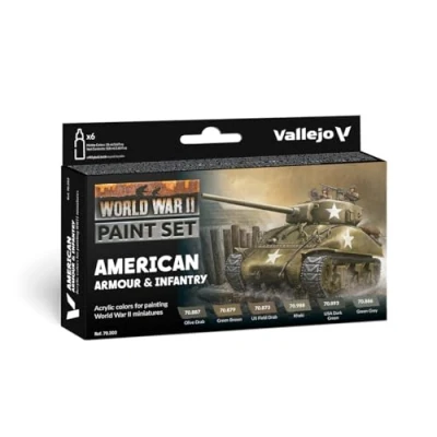 Afbeelding van Vallejo val70203 Model Color WWII American Armour &amp; Infantry Set 6 x 17 ml