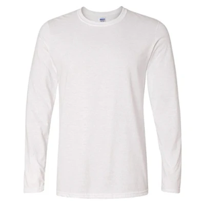 Afbeelding van GILDAN Heren zachte stijl L/mouw T shirt wit L