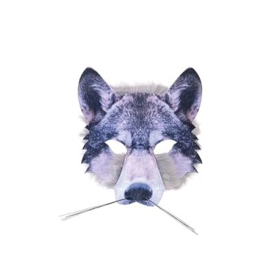 Afbeelding van Forum Novelties X78180 Wolf Realistisch Bont Gezichtsmasker, Grijs, One Size World Book Day