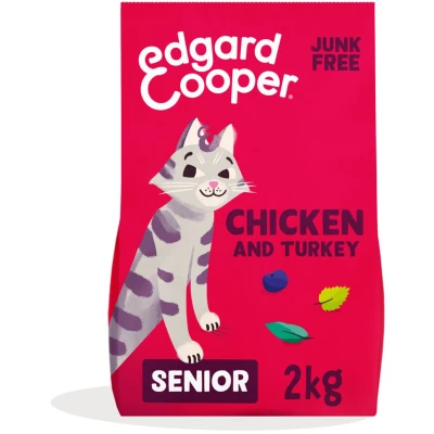 Afbeelding van 4x Edgard &amp; Cooper Kattenvoer Senior Kip Kalkoen 2 kg