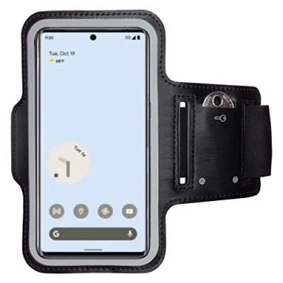 Afbeelding van CoverKingz Sportarmband voor Google Pixel 7 armtasje met sleutelvak bovenarm houder sport looparmband mobiele telefoon armband zwart