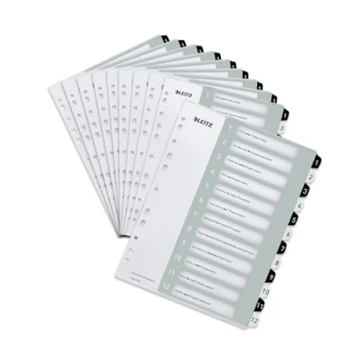 Afbeelding van Leitz WOW printbare index, 12 tabs, zwart wit 10 stuks