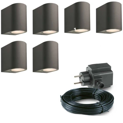 Afbeelding van 6x LED wand spot 78mm 4 Watt Zwart complete set