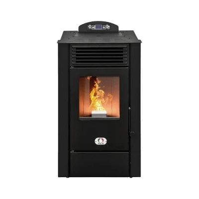 Afbeelding van STUFE A PELLET ITALIA Alaska 10 kW heteluchtoven, efficiëntie 91%, verwarmt 85 m², 5 snelheden en vermogen, autonomie 20 uur, programmeerbaar, 24 maanden, zwart