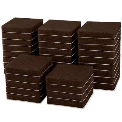 Afbeelding van Filzada® 36x viltglijders zelfklevend 25 x mm vierkant bruin professionele meubelglijders vilt met ideale kleefkracht