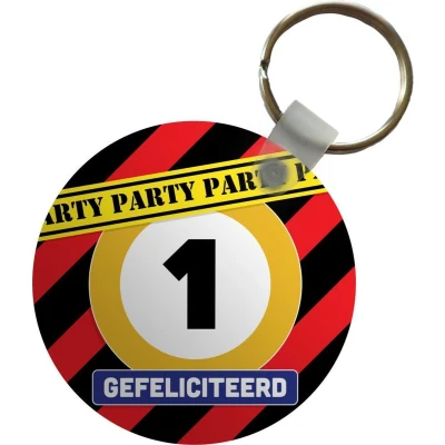 Afbeelding van Sleutelhanger Jubileum Feest Verjaardag Plastic Rond Uitdeelcadeautjes