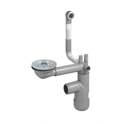 Afbeelding van LAXARA Flexlok Telescopische sifon voor ruimtebesparende gootstenen/spoelbakken, universele flexibiliteit met gerecyclede kunststof, Flexlok1 ronde overloop, zonder magneetafdekking