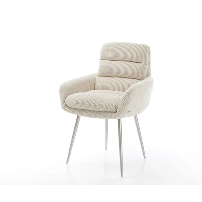 Afbeelding van Armleunstoel Abelia Flex met armleuning 4 poot conisch roestvrij staal cord beige