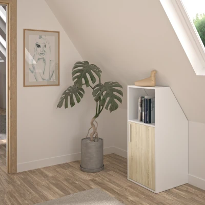 Afbeelding van Meubel voor onder een hellend dak 1 deur en nis Wit naturel ADEZIO L 48.1 cm x H 110 D 50