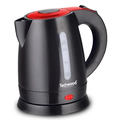 Afbeelding van Techwood TB 1035 Elektrische waterkoker, 1 l, zwart/rood
