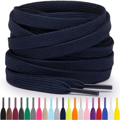 Afbeelding van Miscly Platte Schoenveters, Meerdere Lengtes en Kleuren Beschikbaar (Marineblauw, 114 cm)