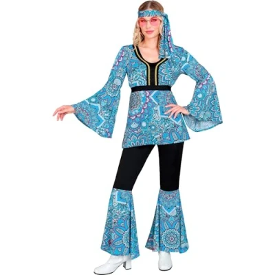 Afbeelding van Widmann Hippie Kostuum Mandala Dance Jaren 60 Blauw Vrouw Large Carnavalskleding Verkleedkleding