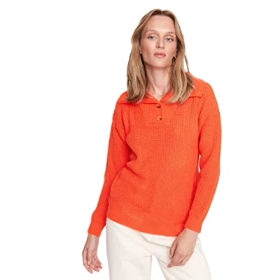 Afbeelding van Trendyol Vrouwen Turndown kraag Plain Regular Sweater Sweater, ORANJE, S, S