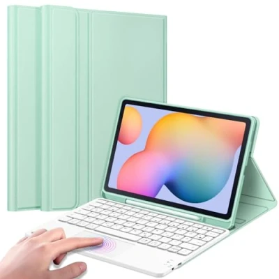 Afbeelding van Fintie Toetsenbordhoes voor Samsung Galaxy Tab S6 Lite 10,4 inch 2024/2022/2020 tablet met magnetisch afneembaar Duits toetsenbord en touchpad toetsenbord, mint