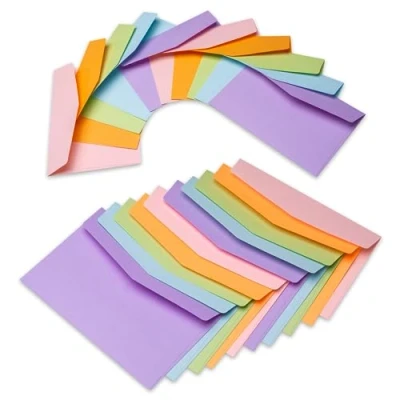 Afbeelding van 40 enveloppen kleurrijk mix, 16 x 11 cm, 130 g/m² zonder venster enveloppen, voor wenskaarten, uitnodigingen, verjaardagskaarten, pakket gekleurd om te knutselen