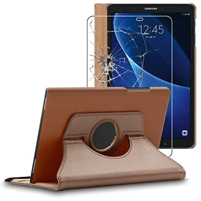 Afbeelding van ebestStar Hoes voor Samsung Galaxy Tab A6 A 10.1 (2018, 2016) T580 T585, Roterende Etui, Case, 360 Draaibaar hoesje, Goud + Gehard Glas