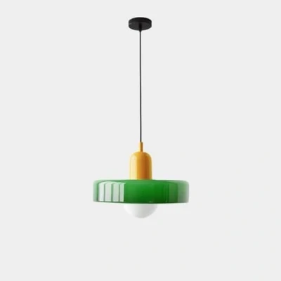 Afbeelding van YYQBY Halverwege de eeuw hanglamp retro groen glas boerderij enkele grote plafond keuken eiland gootsteen Scandinavische moderne kroonluchter voor slaapkamer eetkamer cafe bar YYQBYY