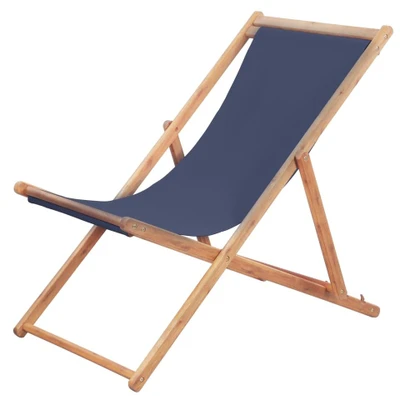 Afbeelding van Strandstoel inklapbaar stof en houten frame blauw