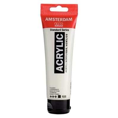 Afbeelding van Amsterdam acrylverf tube van 120 ml, titaanwit 3 stuks