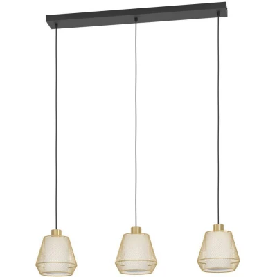 Afbeelding van EGLO Ciudadela Hanglamp E27 88 cm Zwart/Goud/Wit Staal/Textiel