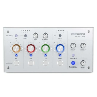 Afbeelding van Roland Bridge Cast Ice White gaming audio mixer