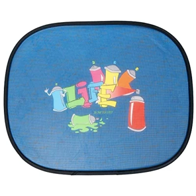 Afbeelding van zonwering set auto 30256, 2 stuks graffiti zonnekleppen zelfklevend, UV bescherming auto, zijruit blauw 44x36cm