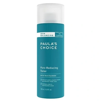 Afbeelding van Paula&#039;s Choice SKIN BALANCING Pore Reducing Toner Verfijnt de Poriën &amp; Gaat Puistjes en Mee eters tegen Brengt huid in Balans met Niacinamide Gecombineerde tot Vette 190 ml