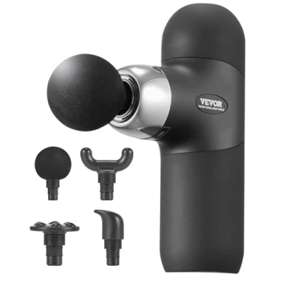 Afbeelding van VEVOR Massagepistool, massageapparaat voor sporters, met 4 snelheden en massagekoppen, 40 W, 2500 mAh accu&#039;s, mini massagepistool pijnverlichting spierontspanning