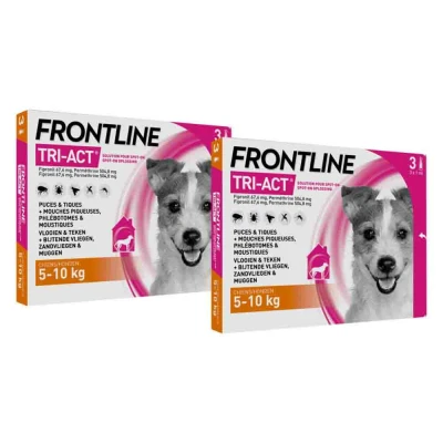 Afbeelding van 2x Frontline Tri Act Anti Vlooien en Teken Druppels S 3 pipetten