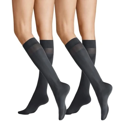 Afbeelding van Hudson Kniekousen voor dames (set van 2), Antraciet 0545, 39 42 EU